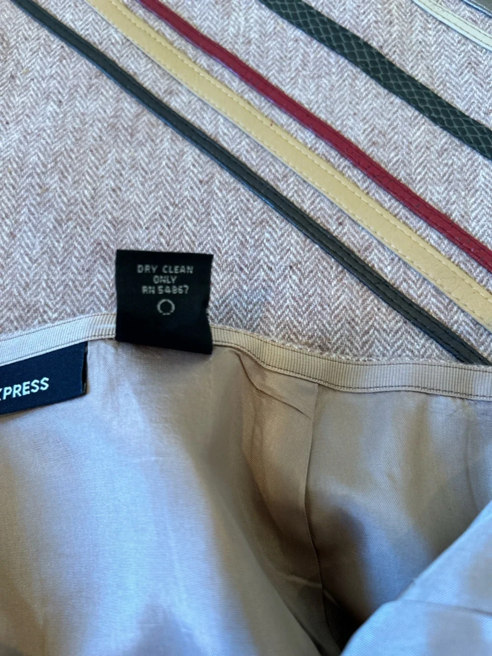 Express Brown Pencil Skirt with Diagonal Stripe Accents & Brown Buttons Down Top - Picture 5 of 12